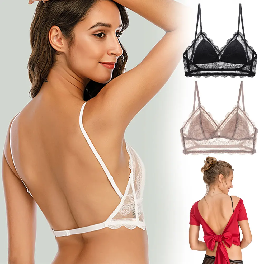 Sexy Lace Bra Deep U Backless Bralette Triangular Soft Seamless Underwear Women Low Back Transparent Bras Biustonosz Tank Tops
Sexy Lace Bra Deep U Backless Bralette Triangular Soft Seamless Underwear Women Low Back Transparent Bras Biustonosz Tank Tops