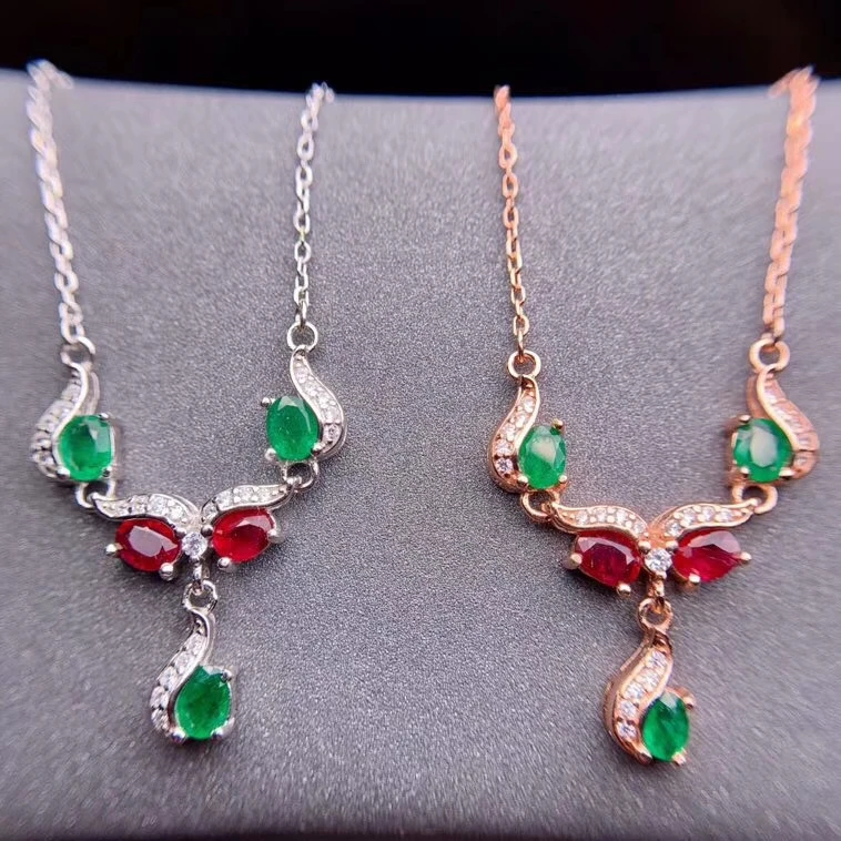 Natural green Emerald necklace Pendant S925 silver natural red ruby necklace Elegant Eye Water drop woman party gift jewelry
Natural green Emerald necklace Pendant S925 silver natural red ruby necklace Elegant Eye Water drop woman party gift jewelry