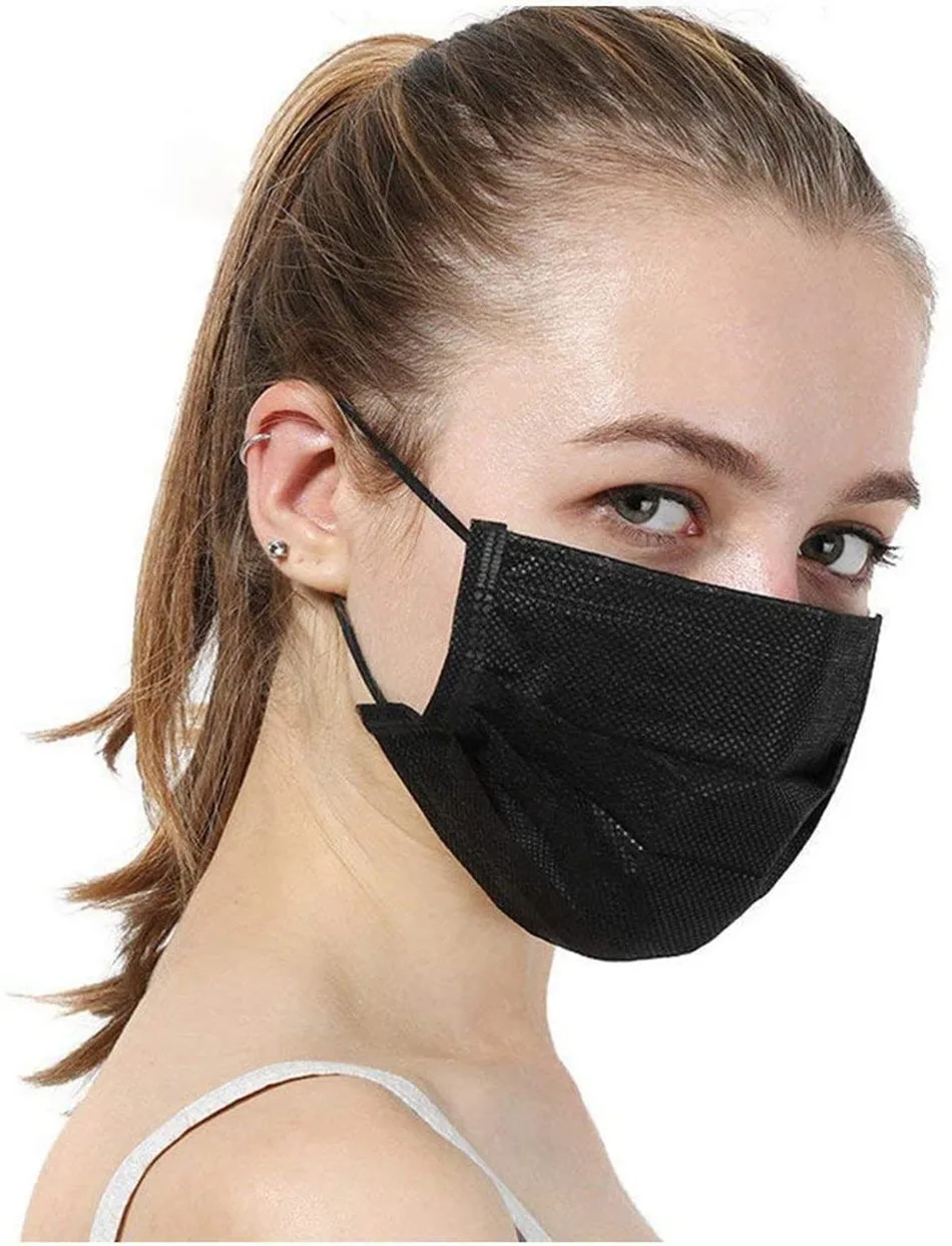 

100/50pcs Mask Disposable Nonwoven 3Ply Filter Mask Mouth Face Mask Anti Dust Flu Protective Breathable Earloops Masks makeups