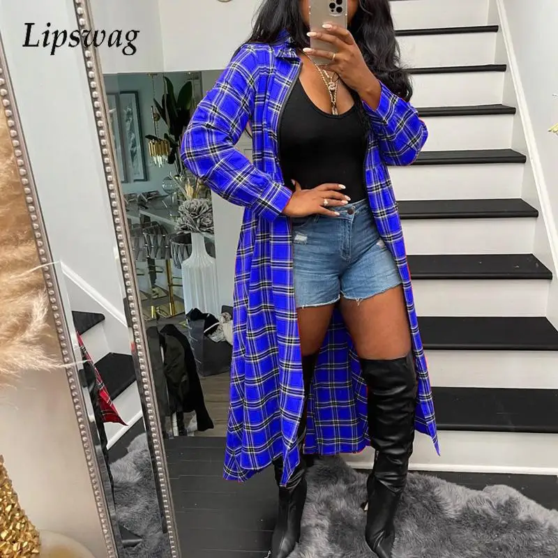 Fashion Long Sleeve Loose Windbreaker Lady Turndown Collar Long Coat Jacket Retro Lattice Plaid Women Casual Elegant Trench Tops
Fashion Long Sleeve Loose Windbreaker Lady Turndown Collar Long Coat Jacket Retro Lattice Plaid Women Casual Elegant Trench Tops