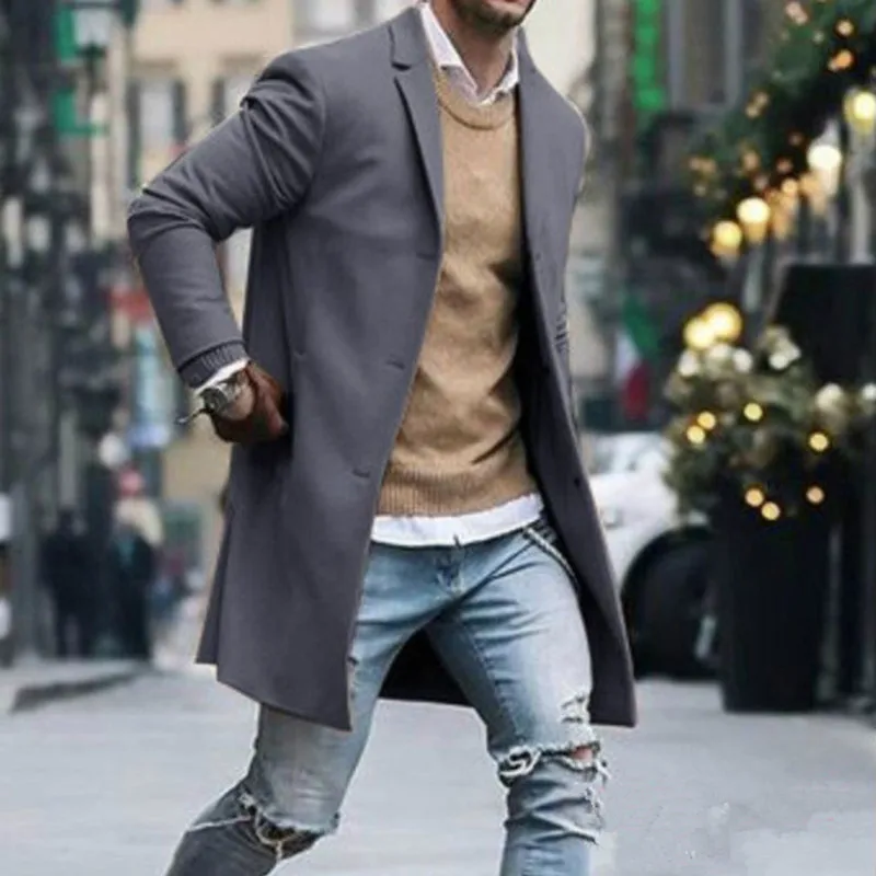 Autumn Men Woolen Coat New Fashion High-quality Plus Velvet Pure Color Simple Mid-length Wool Jacket Lapel Luxury Brand Clothing
Autumn Men Woolen Coat New Fashion High-quality Plus Velvet Pure Color Simple Mid-length Wool Jacket Lapel Luxury Brand Clothing