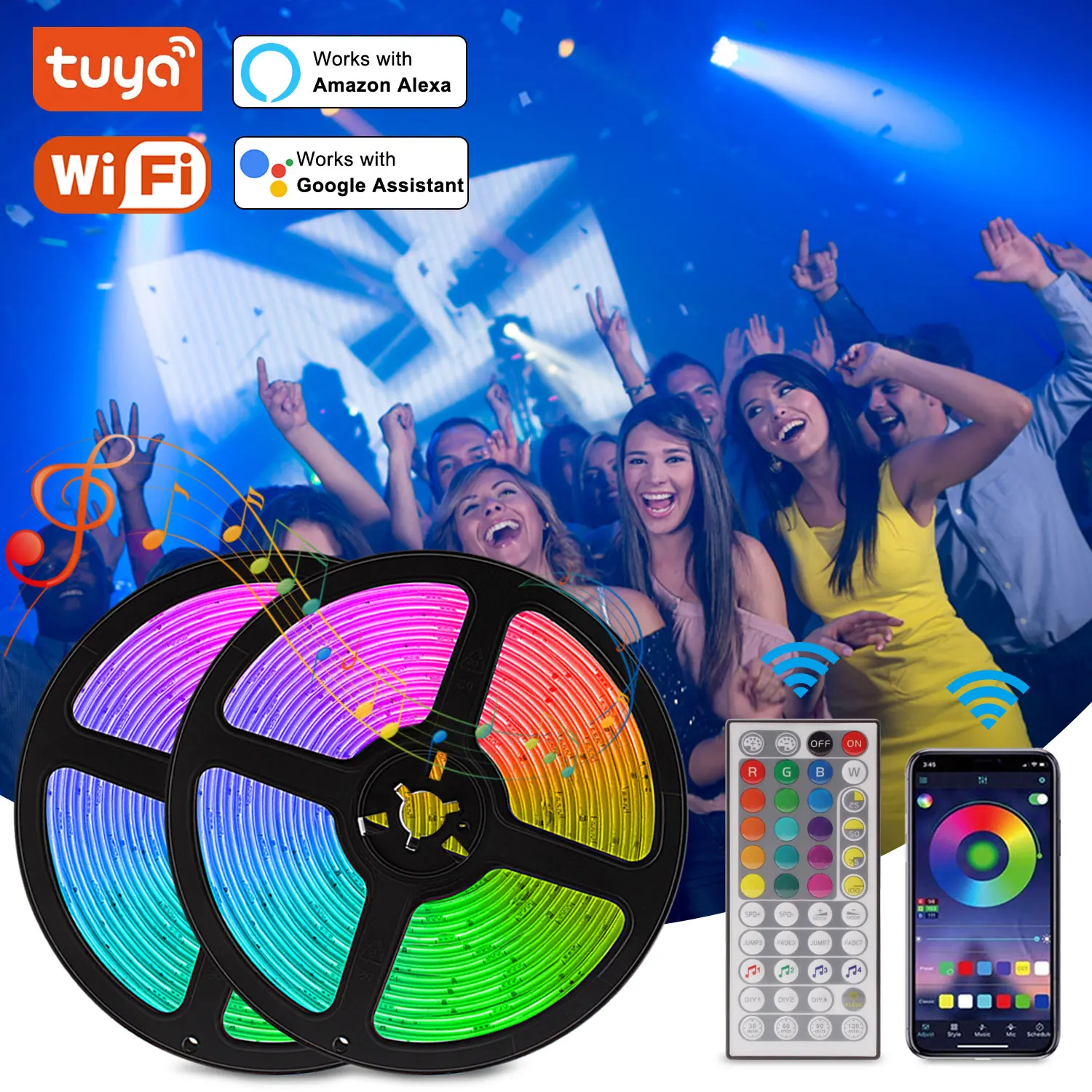 Tuya Smart APP Wifi LED Strip Lights 12V RGB5050 LED Lights Color Changing 20M 15M 10M 5M Tape Diode For Home Bedroom decoration
Tuya Smart APP Wifi LED Strip Lights 12V RGB5050 LED Lights Color Changing 20M 15M 10M 5M Tape Diode For Home Bedroom decoration