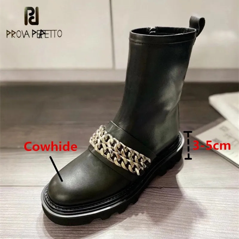 Prova Perfetto Genuine Leather Metal Decoration Solid Color Mid-calf Boots Round Toe Zipper-Sid Mid Heel Wearproof Casual Shoes
Prova Perfetto Genuine Leather Metal Decoration Solid Color Mid-calf Boots Round Toe Zipper-Sid Mid Heel Wearproof Casual Shoes