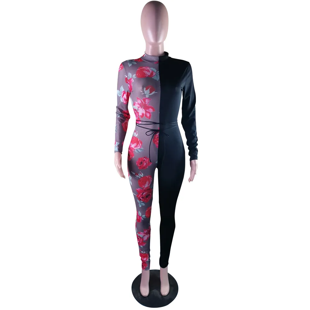 Adogirl Floral Print Patchwork Mesh Jumpsuit Woman Mock Neck Long Sleeve Lace Up Bodycon Rompers Night Club One Piece Outfits 
Adogirl Floral Print Patchwork Mesh Jumpsuit Woman Mock Neck Long Sleeve Lace Up Bodycon Rompers Night Club One Piece Outfits