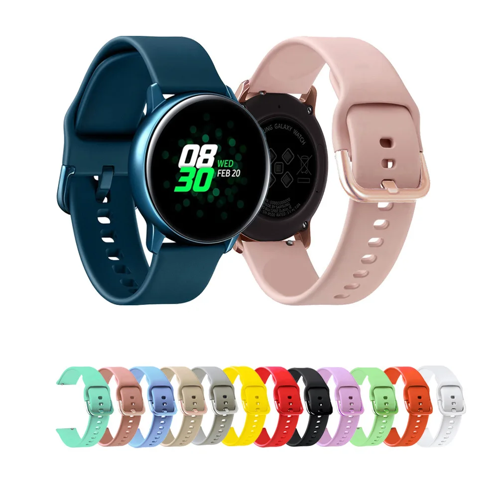Ремешок силиконовый для Samsung Galaxy Watch Active 2 3 Gear S2 браслет наручных часов Huami Amazfit bip 18