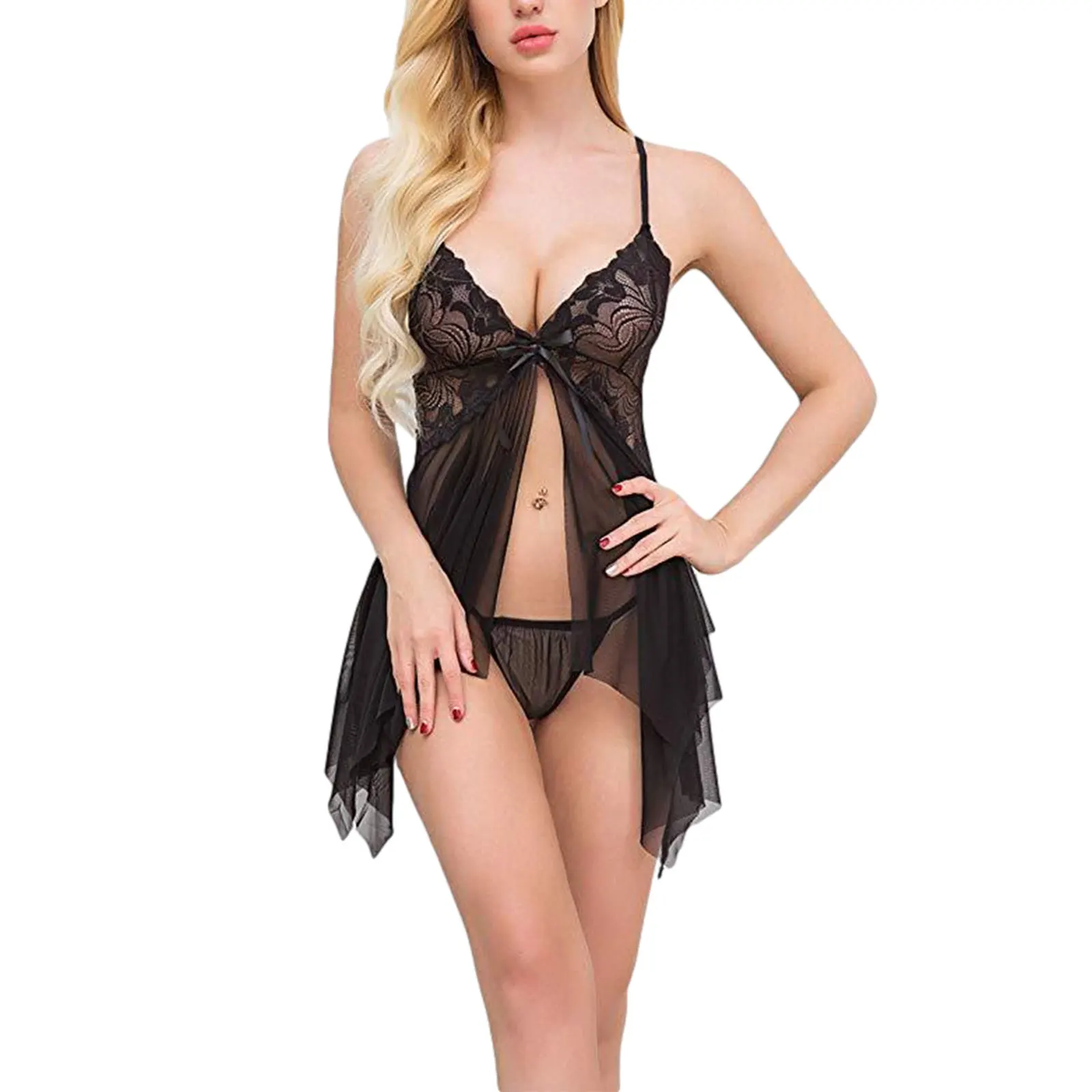 Комплект женского нижнего белья Hirigin, однотонное кружевное Ночное платье на бретелях-спагетти с V-образным вырезом и стринги, 9 цветов, 2 шт., Л... 
Комплект женского нижнего белья Hirigin, однотонное кружевное Ночное платье на бретелях-спагетти с V-образным вырезом и стринги, 9 цветов, 2 шт., Л...