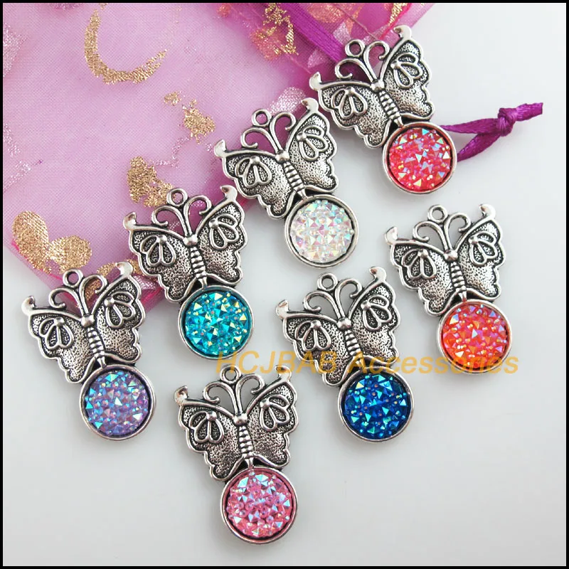 7 New Butterfly Charms Tibetan Silver Tone Retro Mixed Round Resin Pendants 23x34mm
7 New Butterfly Charms Tibetan Silver Tone Retro Mixed Round Resin Pendants 23x34mm