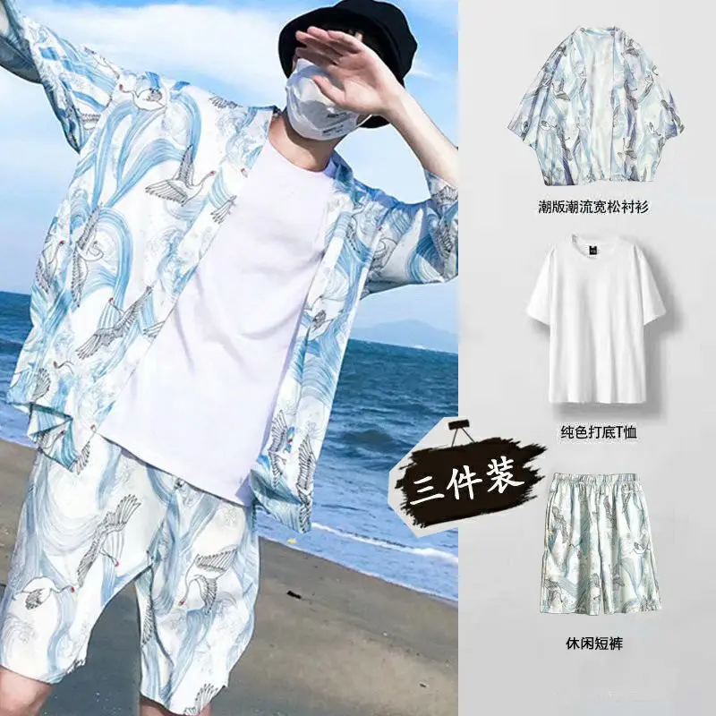 2021 new Chinese style robe suit Hanfu men's summer suit thin sunscreen cardigan student casual trend short-sleeved shorts three
2021 new Chinese style robe suit Hanfu men's summer suit thin sunscreen cardigan student casual trend short-sleeved shorts three
