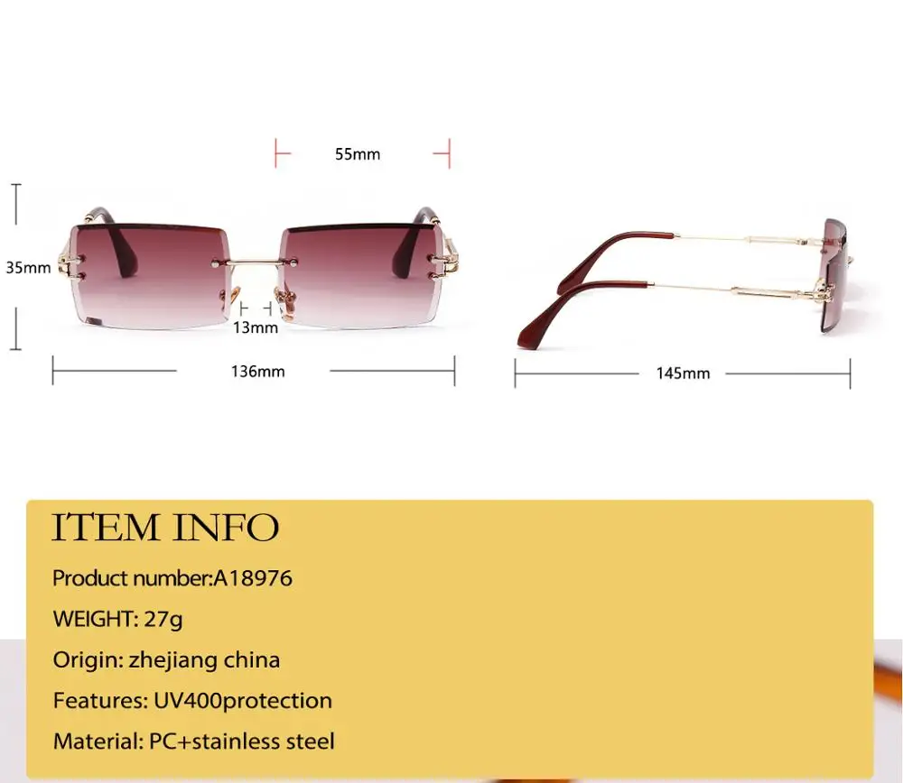 1PC Unisex Vintage UV400 Rimless Rectangle Sunglasses Frameless for Women Men Ultralight Metal Frame Eyewear Square Eye Glasses
1PC Unisex Vintage UV400 Rimless Rectangle Sunglasses Frameless for Women Men Ultralight Metal Frame Eyewear Square Eye Glasses