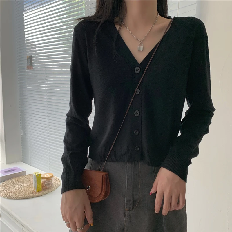 Women Knitted Top Cardigan Cropped Autumn 2020 Korean Long Sleeve Knit Cardigan Slim Short Jacket Tops Woman
Women Knitted Top Cardigan Cropped Autumn 2020 Korean Long Sleeve Knit Cardigan Slim Short Jacket Tops Woman