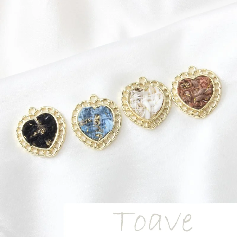 

Color-preserving electroplating alloy peach heart sticky small fragrant fabric diy earring pendant accessory material