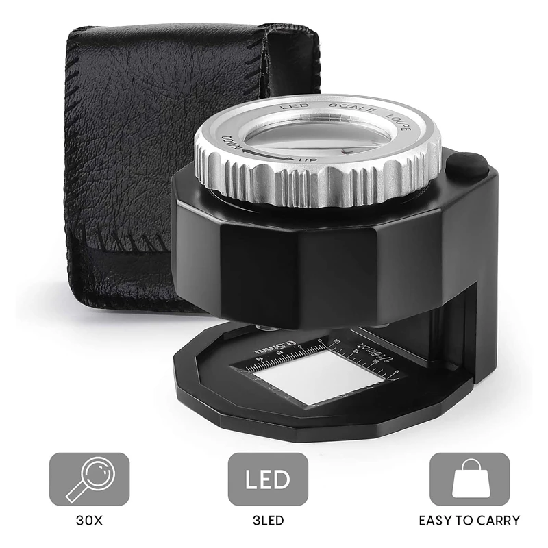 30X Illuminated Jewelers Loupe Magnifier, Adjustable Focal Length Loupe, Magnifying Glass for Circuit Board Coins
30X Illuminated Jewelers Loupe Magnifier, Adjustable Focal Length Loupe, Magnifying Glass for Circuit Board Coins
