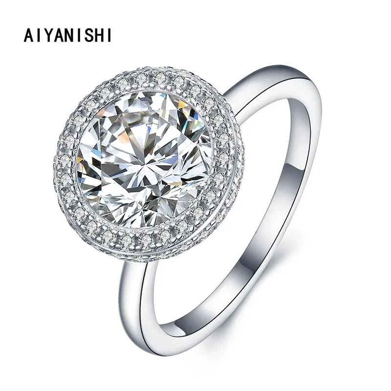 AIYANISHI Female 925 Sterling Silver Halo Round Ring Silver Color Engagement Ring Vintage Zircon Stone Wedding Rings For Women
AIYANISHI Female 925 Sterling Silver Halo Round Ring Silver Color Engagement Ring Vintage Zircon Stone Wedding Rings For Women