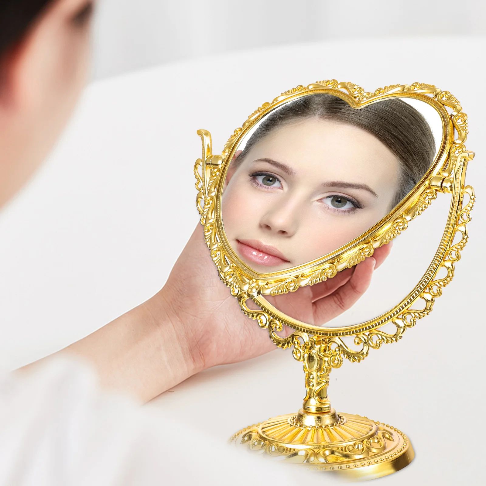 Silver Gold Retro Heart Shape Makeup Mirror for Dresser Vanity Desktop Bathroom Bedroom Acrylic 360 Degree Makeup Tools
Silver Gold Retro Heart Shape Makeup Mirror for Dresser Vanity Desktop Bathroom Bedroom Acrylic 360 Degree Makeup Tools