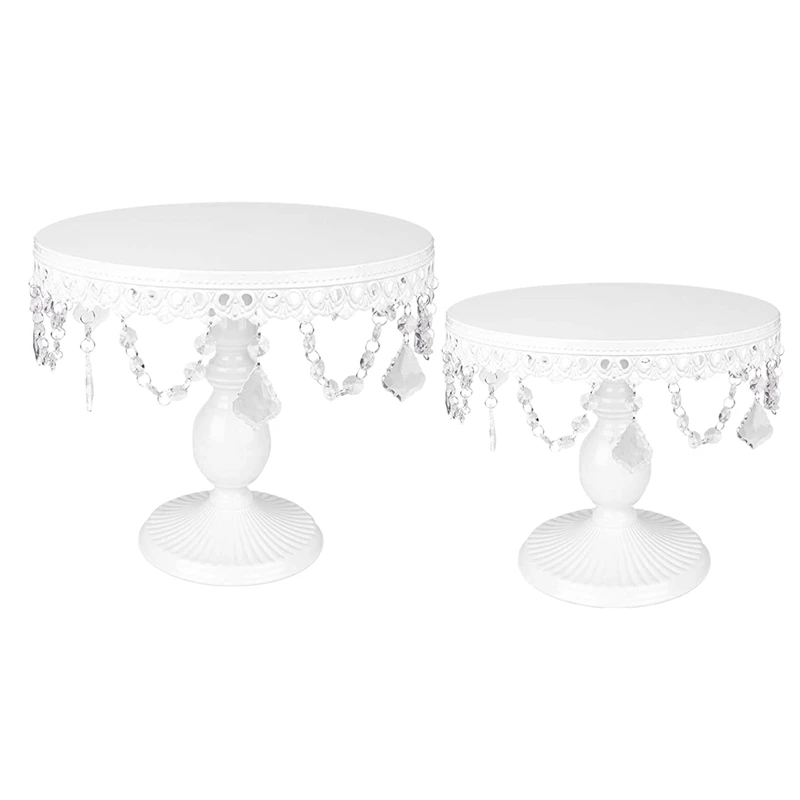 2-Set Round Cake Stand,White Metal Cake Stands With Pendants And Beads, Dessert Cupcake Pastry Candy Display-ABUX
2-Set Round Cake Stand,White Metal Cake Stands With Pendants And Beads, Dessert Cupcake Pastry Candy Display-ABUX