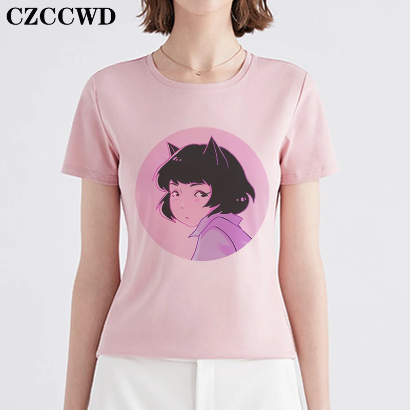 Женская футболка CZCCWD Hi ~ beauty 2020, летняя Винтажная футболка с коротким рукавом и круглым вырезом, с принтом в стиле Харадзюку, повседневные Модные женские топы
Женская футболка CZCCWD Hi ~ beauty 2020, летняя Винтажная футболка с коротким рукавом и круглым вырезом, с принтом в стиле Харадзюку, повседневные Модные женские топы