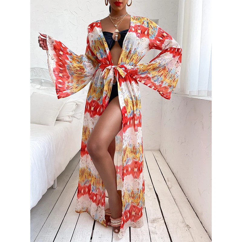 2021 Boho Print Bikini Wrap Cover-ups Sexy Flare Sleeve Self Belt Summer Women Kimono Dress Beach Wear Swim Suit Cover Up A854
2021 Boho Print Bikini Wrap Cover-ups Sexy Flare Sleeve Self Belt Summer Women Kimono Dress Beach Wear Swim Suit Cover Up A854