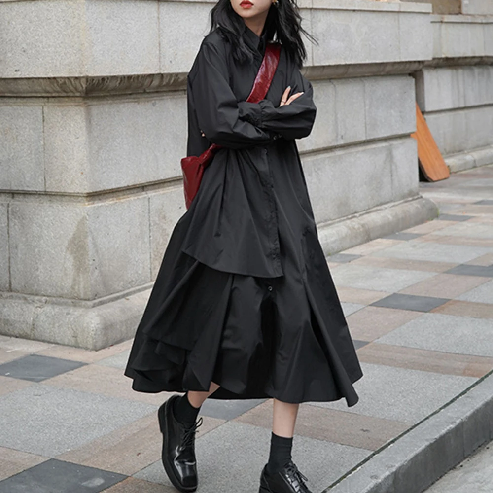 Korean Style Women Retro Darkness Fashion Dress Long Sleeve Cardigan Single Breasted Lapel Solid Casual OL Commuter Female Dress
Korean Style Women Retro Darkness Fashion Dress Long Sleeve Cardigan Single Breasted Lapel Solid Casual OL Commuter Female Dress