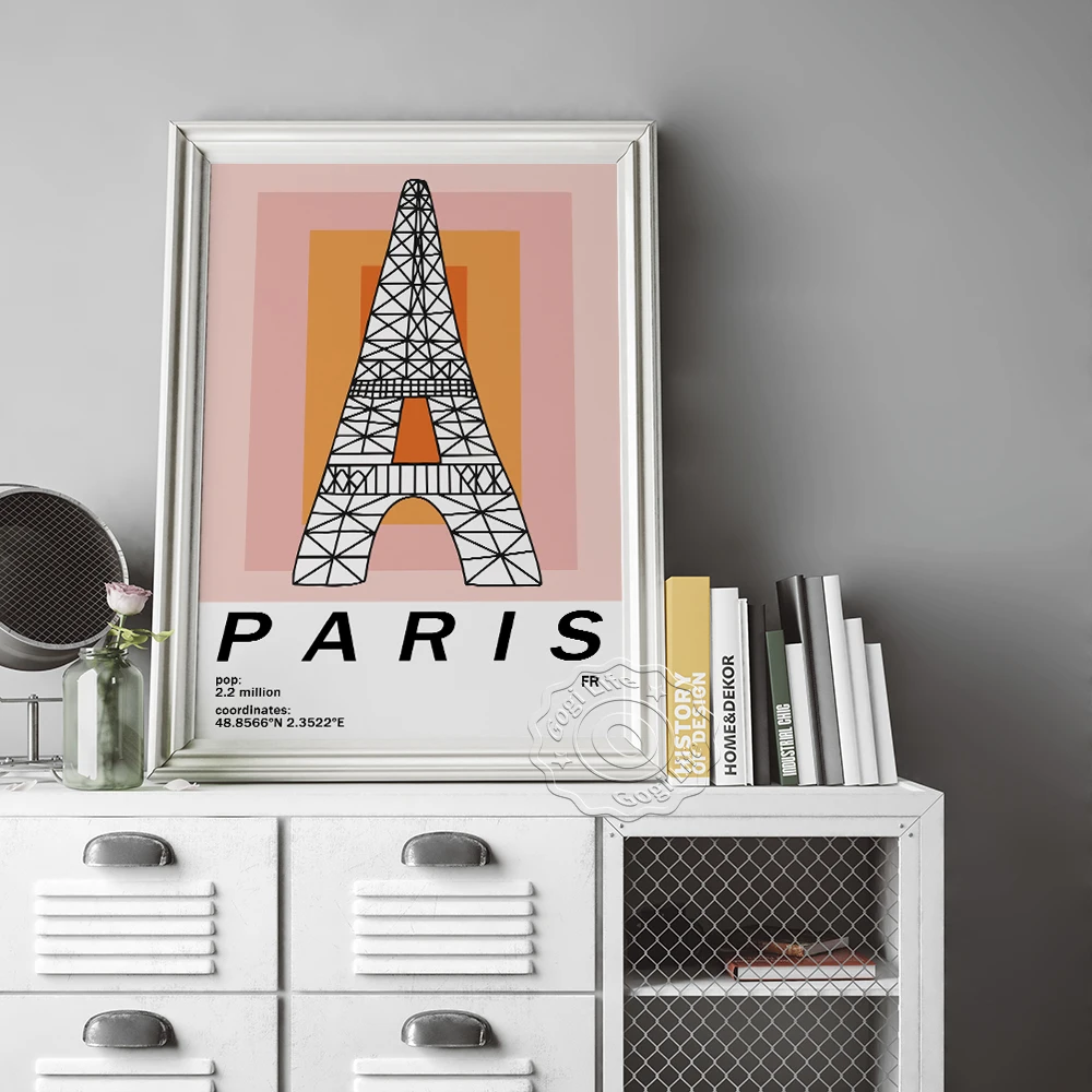 Живописные точки во Франции художественные печатные плакаты башня Парижа