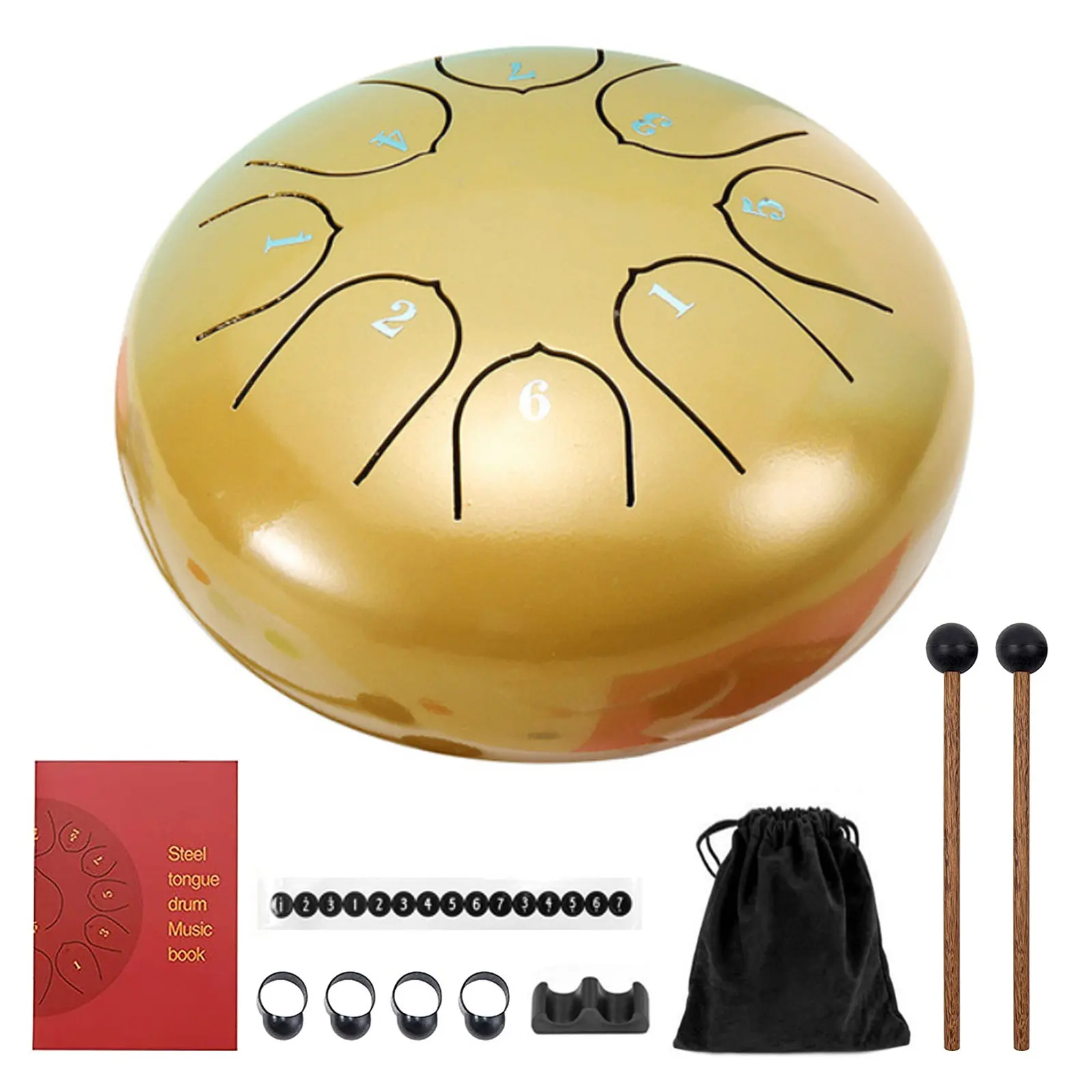 6 inch Drum 8-Note Handpan Tongue Drum Percussion Instrument with Drumsticks Finger Sleeves Bag wedding decoration christmas 
6 inch Drum 8-Note Handpan Tongue Drum Percussion Instrument with Drumsticks Finger Sleeves Bag wedding decoration christmas