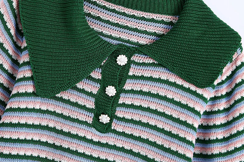 HWLZLTZHT Women Vintage Striped Knit Shirts 2021 Short Sleeve Polo Neck Jewel Button Summer Top Female Slim Green Knitted Shirt
HWLZLTZHT Women Vintage Striped Knit Shirts 2021 Short Sleeve Polo Neck Jewel Button Summer Top Female Slim Green Knitted Shirt