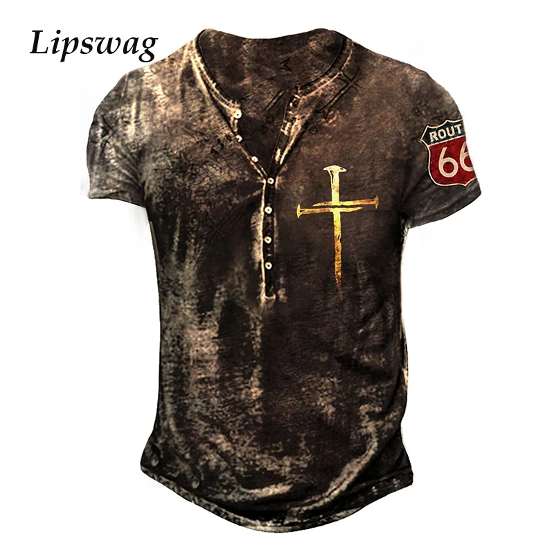 Vintage Cross Print Summer Casual T Shirts Men Short Sleeve Loose Pullover Tops Fashion Button O-Neck Tees Shirt 2021 Streetwear
Vintage Cross Print Summer Casual T Shirts Men Short Sleeve Loose Pullover Tops Fashion Button O-Neck Tees Shirt 2021 Streetwear