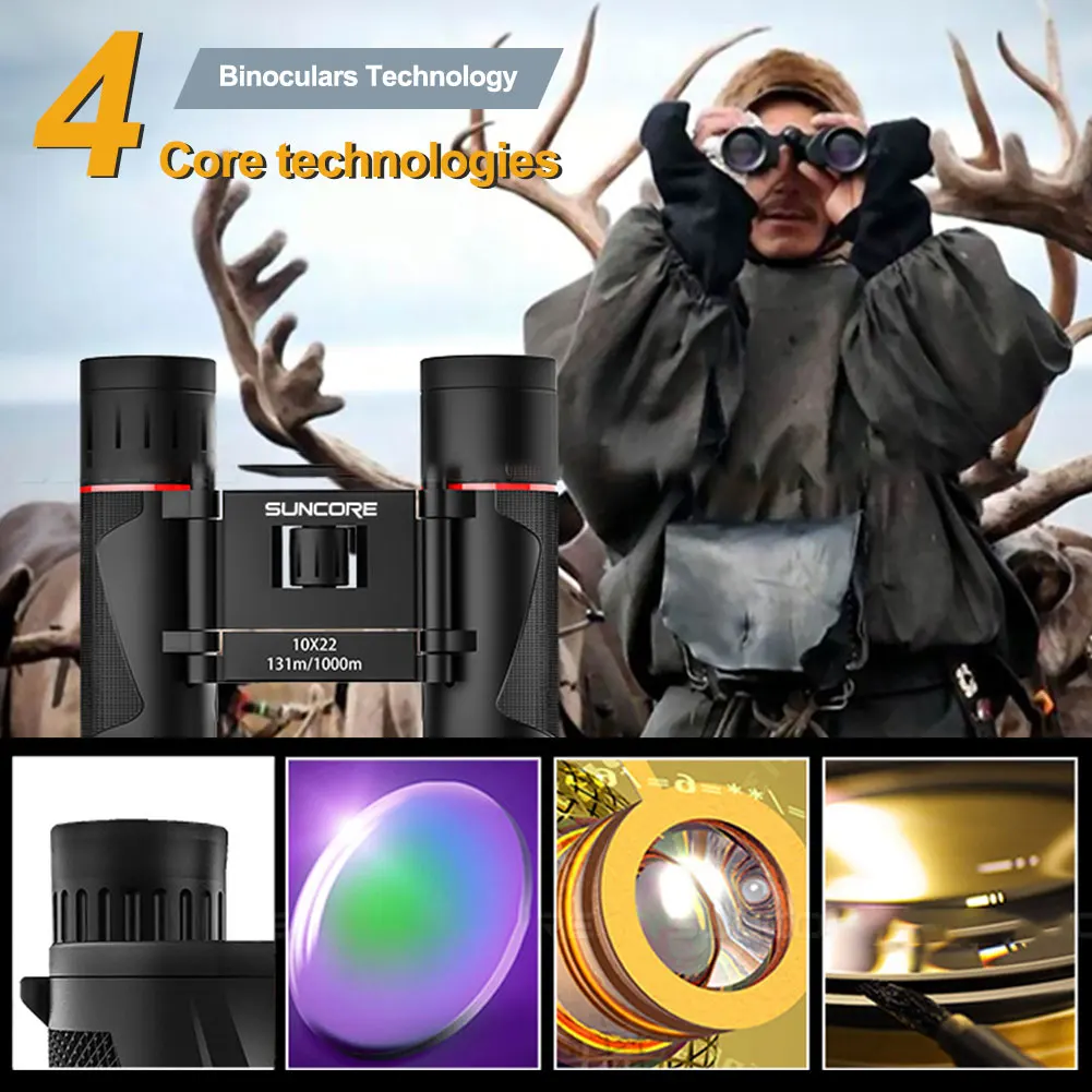10x22 HD Powerful BinocularsMini Telescope BAK4 FMC Optics For Hunting Sports Outdoor Camping Travel
10x22 HD Powerful BinocularsMini Telescope BAK4 FMC Optics For Hunting Sports Outdoor Camping Travel