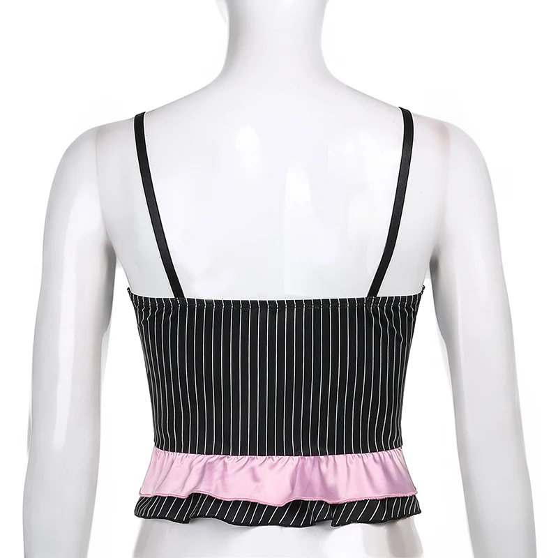 Black Stripe E Girl Cami Top Patchwork Pink Ruffles Cut Kawaii Clothes V Neck Sexy Y2K Aesthetic Vintage 90s Crop Tops
Black Stripe E Girl Cami Top Patchwork Pink Ruffles Cut Kawaii Clothes V Neck Sexy Y2K Aesthetic Vintage 90s Crop Tops