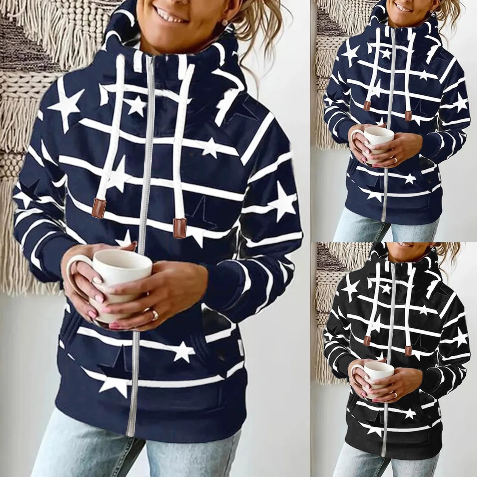 2021 Women's Hoodies Sweatshirt Autumn Winter Warm Long Sleeve Print Jacket Zipper Pocket Sweatshirt Long Sleeve Hooded Coat New
2021 Women's Hoodies Sweatshirt Autumn Winter Warm Long Sleeve Print Jacket Zipper Pocket Sweatshirt Long Sleeve Hooded Coat New