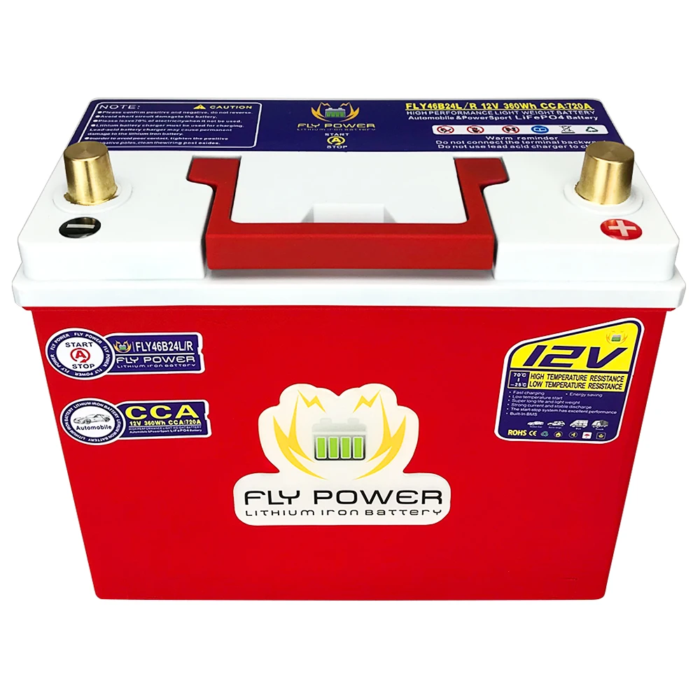 LifePO4 12V lithium iron phosphate battery for car 46B24L 360WH engine starter battery ignition with balanced BMS start battery
LifePO4 12V lithium iron phosphate battery for car 46B24L 360WH engine starter battery ignition with balanced BMS start battery