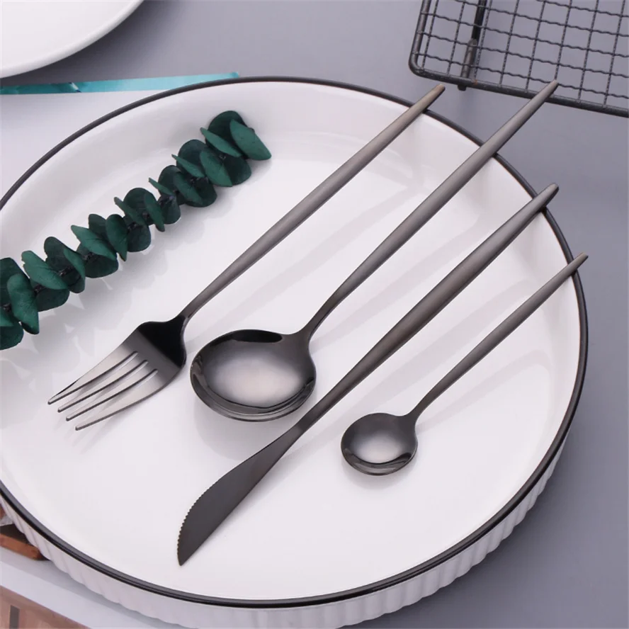 Black Tableware Kitchen Utensils Combination Stainless Steel Flatware Set Luxury Dinnerware Western Knife Fork Spoon Cutlery Set
Black Tableware Kitchen Utensils Combination Stainless Steel Flatware Set Luxury Dinnerware Western Knife Fork Spoon Cutlery Set