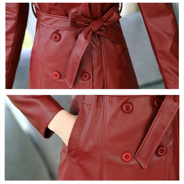 Leather Women's Trench Coats Spring Autumn Black Lapel Mid-Length Mother Large Size Wine Red Casual Leather Windbreaker New Z403
Leather Women's Trench Coats Spring Autumn Black Lapel Mid-Length Mother Large Size Wine Red Casual Leather Windbreaker New Z403