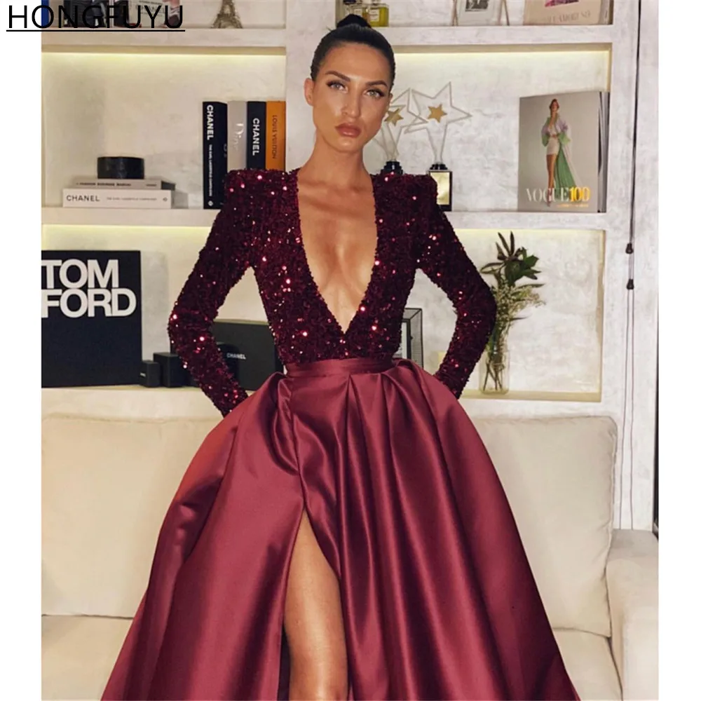HONGFUYU Emerald A-line Deep V-neck Prom Dresses Elegant Satin Sequined Formal Evening Dress with Pockets robes de soire
HONGFUYU Emerald A-line Deep V-neck Prom Dresses Elegant Satin Sequined Formal Evening Dress with Pockets robes de soire