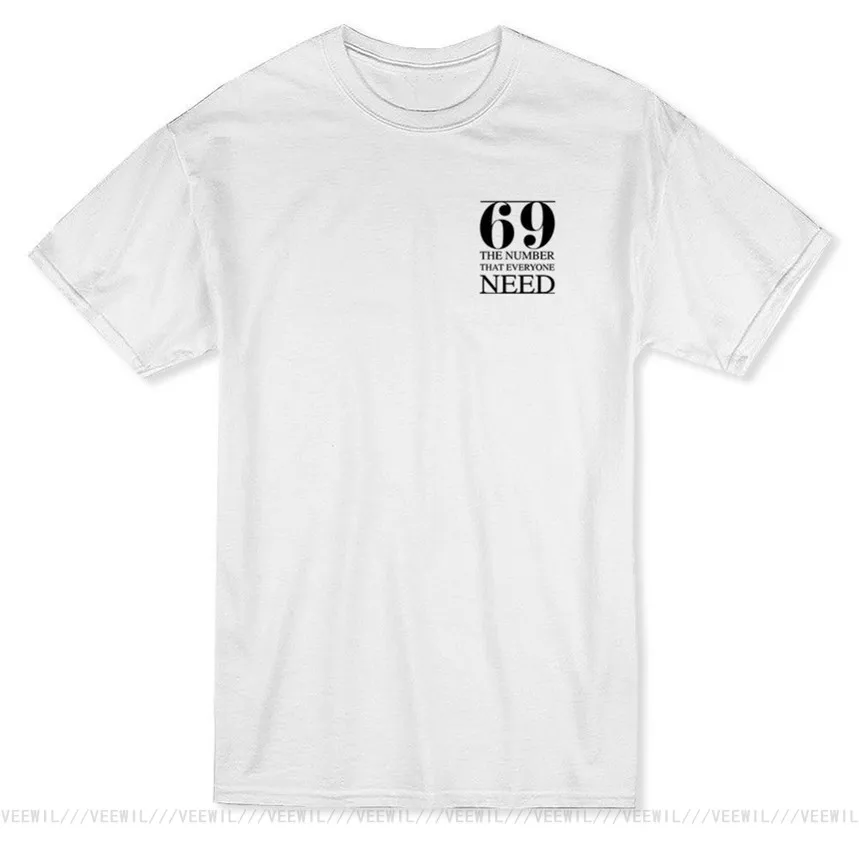 

Высококачественные футболки с трафаретной печатью, с коротким рукавом, с принтом 69, футболка с круглым вырезом для мужчин с цифрами, которые...