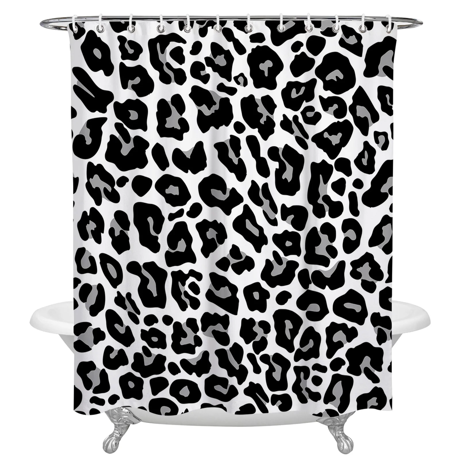 Black And White Leopard Skin Texture Shower Curtain Waterproof Polyester Fabric Bathroom Curtain Home Bath Curtain with Hook
Black And White Leopard Skin Texture Shower Curtain Waterproof Polyester Fabric Bathroom Curtain Home Bath Curtain with Hook