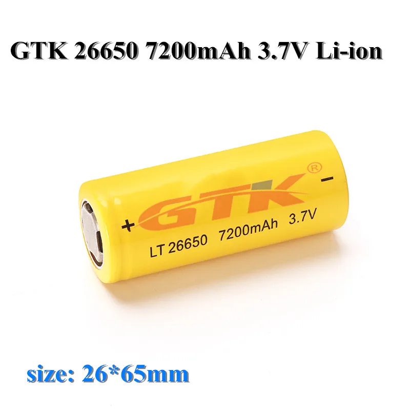 GTK High speed fast charge 26650 7500mah battery 3.7v 26650 li-ion for battery pack,e-cigarette,mobile power source.
GTK High speed fast charge 26650 7500mah battery 3.7v 26650 li-ion for battery pack,e-cigarette,mobile power source.