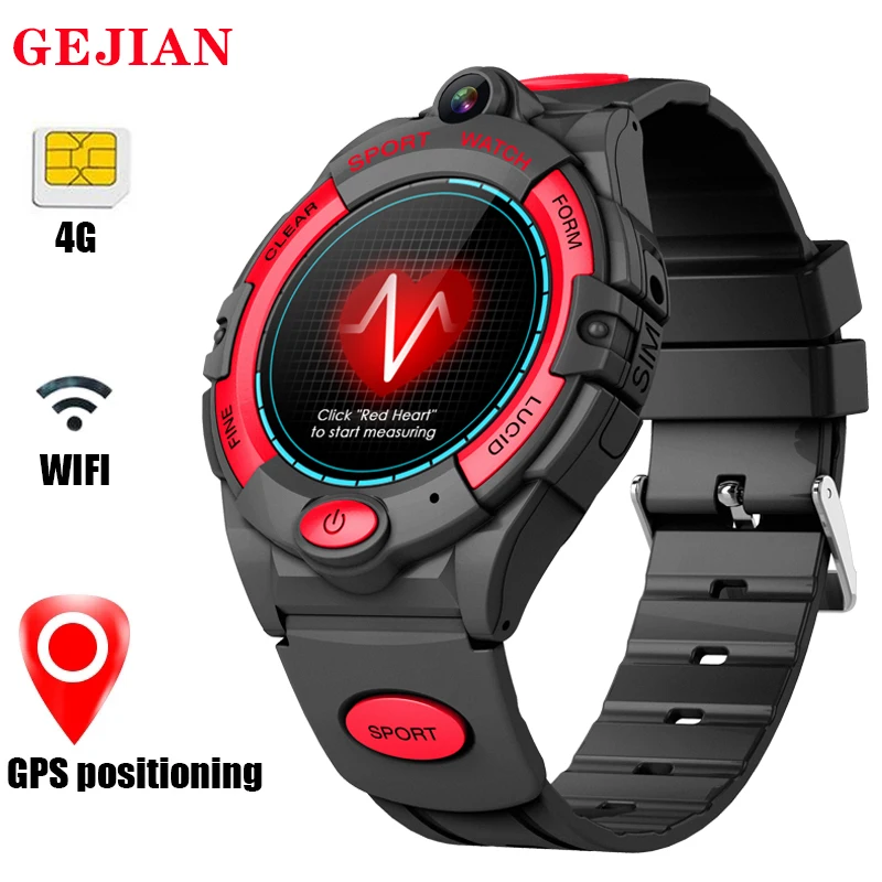 Смарт-часы GEJIAN GPS для мужчин и женщин Детские с Wi-Fi видеозвонком 4G SIM-картой