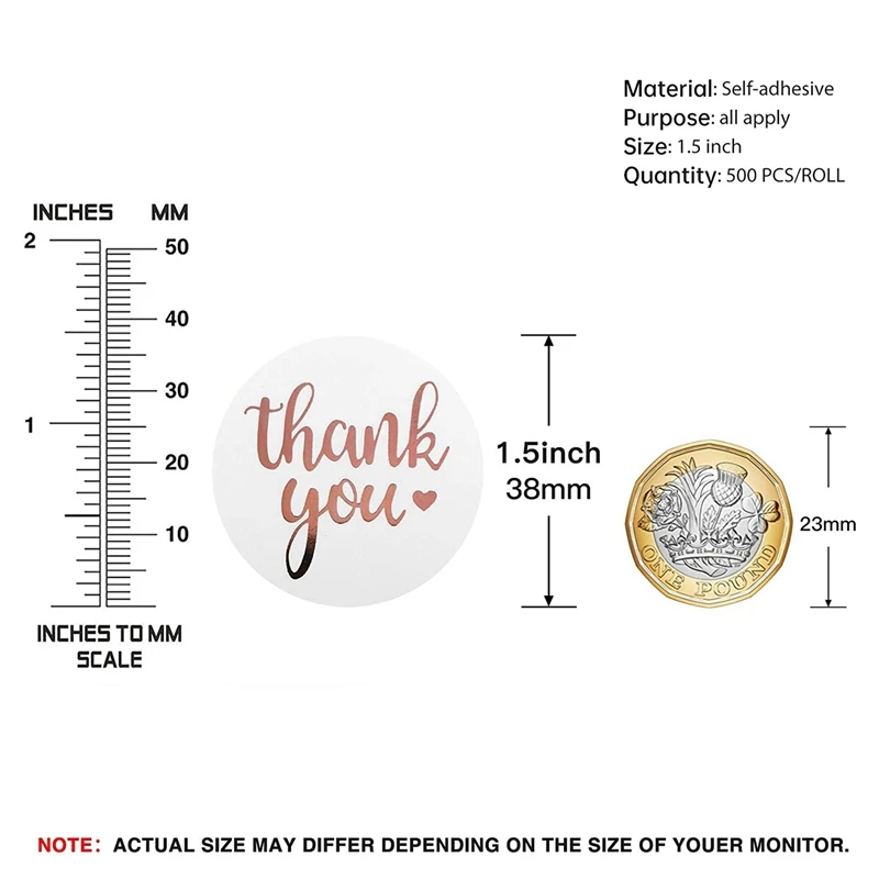 500 Pieces of 1.5 Inch Thank You Rose Gold Sticker Rolls, Used for Wedding, Birthday, and Party Gift Packaging Bags
500 Pieces of 1.5 Inch Thank You Rose Gold Sticker Rolls, Used for Wedding, Birthday, and Party Gift Packaging Bags
