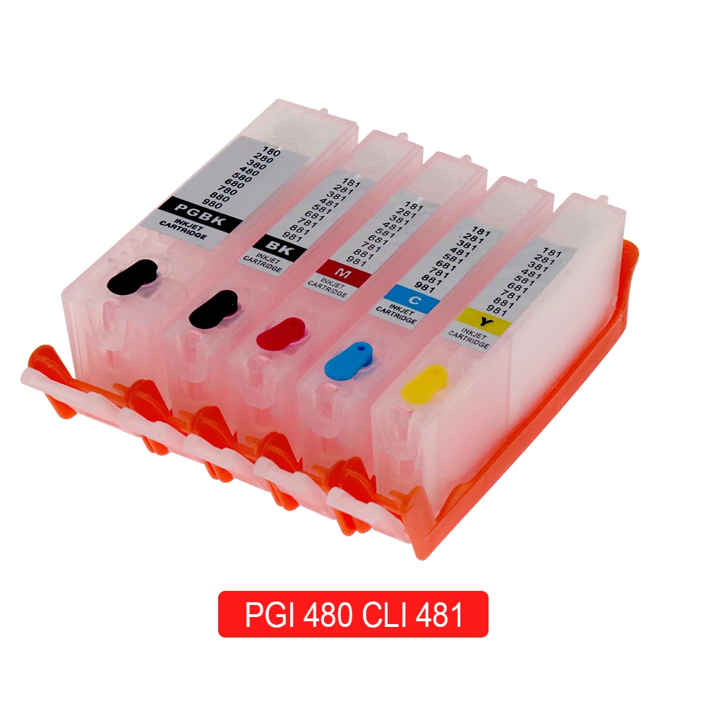 5-color PGI 480 CLI 481 Refillable Ink Cartridge With ARC Chips For Canon PIXMA TS6140 TR7540 TR8540 Printer
5-color PGI 480 CLI 481 Refillable Ink Cartridge With ARC Chips For Canon PIXMA TS6140 TR7540 TR8540 Printer