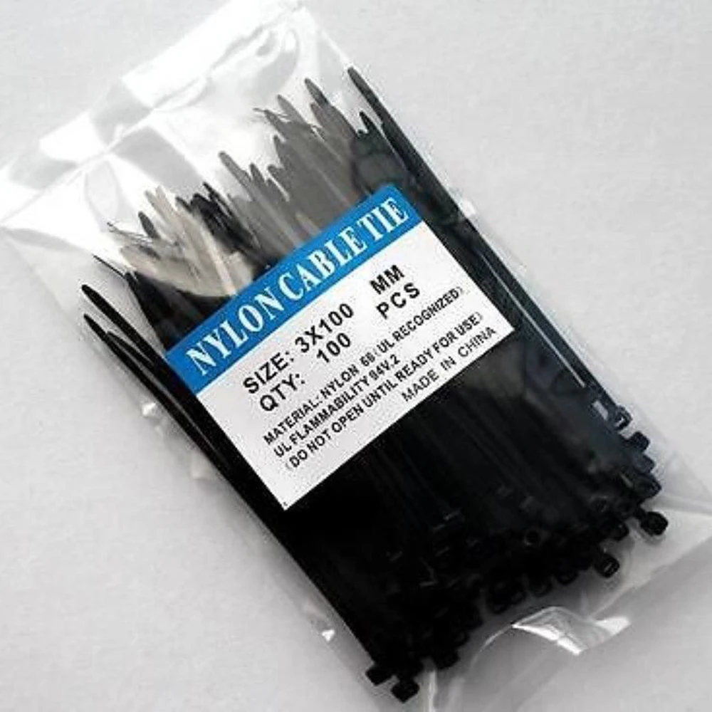 100Pcs/Pack 3*200mm Nylon Cable Ties Self Locking Black For Home Appliance High Strength Nylon Ties
100Pcs/Pack 3*200mm Nylon Cable Ties Self Locking Black For Home Appliance High Strength Nylon Ties