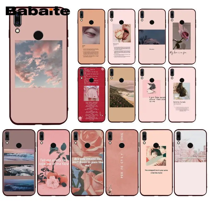 Розовый чехол для телефона Babaite с текстом песен в эстетике Huawei P20 P30 P20Pro P20Lite P30Lite