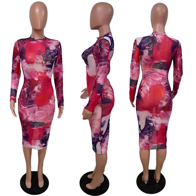 Sexy Tie Pye Print Sheer Mesh Bodycon Women Dress Elegant O Neck Long Sleeve See Through Slim Club wear Party Dress New Autumn
Sexy Tie Pye Print Sheer Mesh Bodycon Women Dress Elegant O Neck Long Sleeve See Through Slim Club wear Party Dress New Autumn