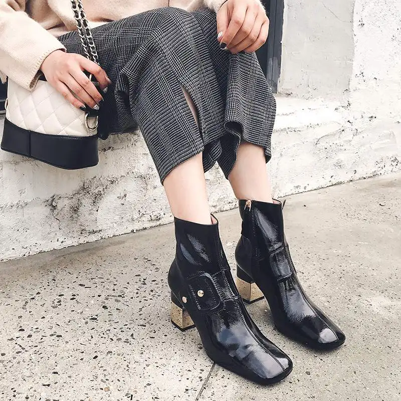 Lenkisen unique design metal decorations genuine leather square toe metal high heels women keep warm streetwear ankle boots L60
Lenkisen unique design metal decorations genuine leather square toe metal high heels women keep warm streetwear ankle boots L60