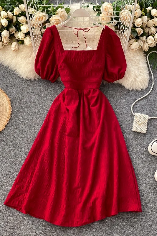 Vintage Puff Sleeve Backless Midi Dresses For Women 2020 Elegant Slash Neck Soild White/Red/Black Midi Summer Dress 2020
Vintage Puff Sleeve Backless Midi Dresses For Women 2020 Elegant Slash Neck Soild White/Red/Black Midi Summer Dress 2020