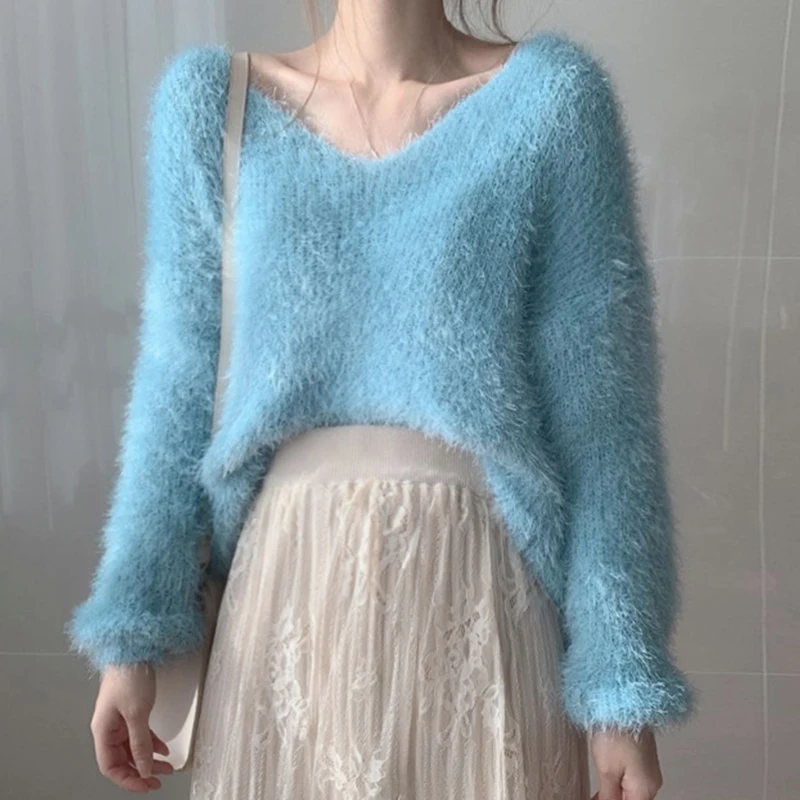 5 Color Pink 2021 V-neck Women Sweater Pullover Female Knitting Overszie Plush Long Sleeve Loose Knited Outerwear Winter Sweats
5 Color Pink 2021 V-neck Women Sweater Pullover Female Knitting Overszie Plush Long Sleeve Loose Knited Outerwear Winter Sweats