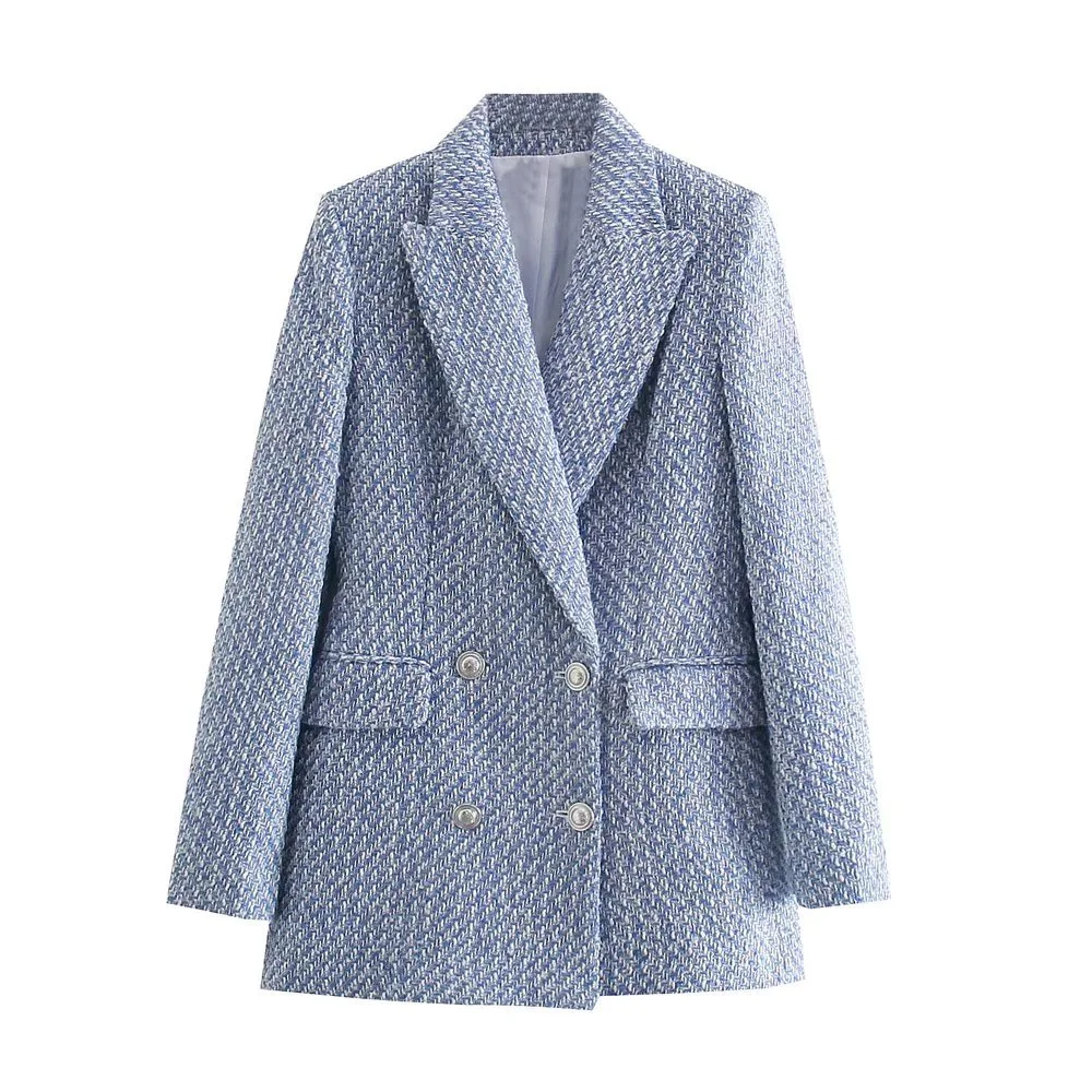 DiYiG WOMAN 2021 autumn new commuter women's clothing versatile casual blue texture double-breasted suit jacket
DiYiG WOMAN 2021 autumn new commuter women's clothing versatile casual blue texture double-breasted suit jacket