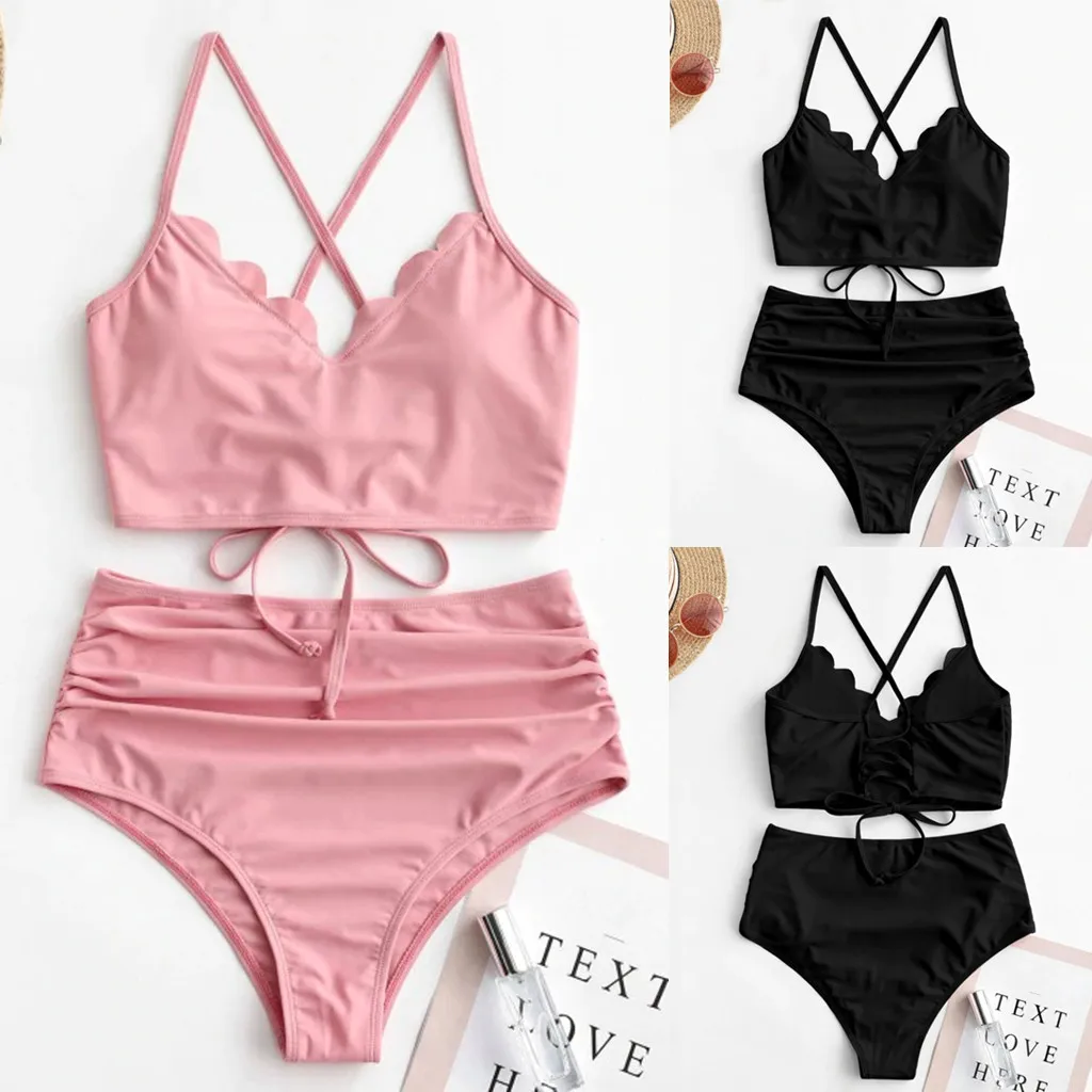 2021 Sexy Push Up Ruched Tankini Bikini Set Women Swimwear Swimsuit Beach Suit Biquini Scalloped Lace-up High Waist bathing suit
2021 Sexy Push Up Ruched Tankini Bikini Set Women Swimwear Swimsuit Beach Suit Biquini Scalloped Lace-up High Waist bathing suit