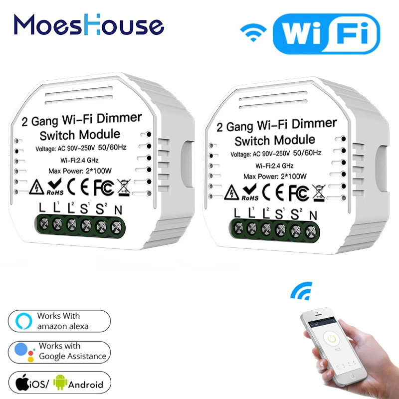 DIY WiFi Smart Light LED Dimmer Module Switch Smart Life/Tuya APP Remote Control Work with Alexa Google Home 2 Way 2 Gang
DIY WiFi Smart Light LED Dimmer Module Switch Smart Life/Tuya APP Remote Control Work with Alexa Google Home 2 Way 2 Gang