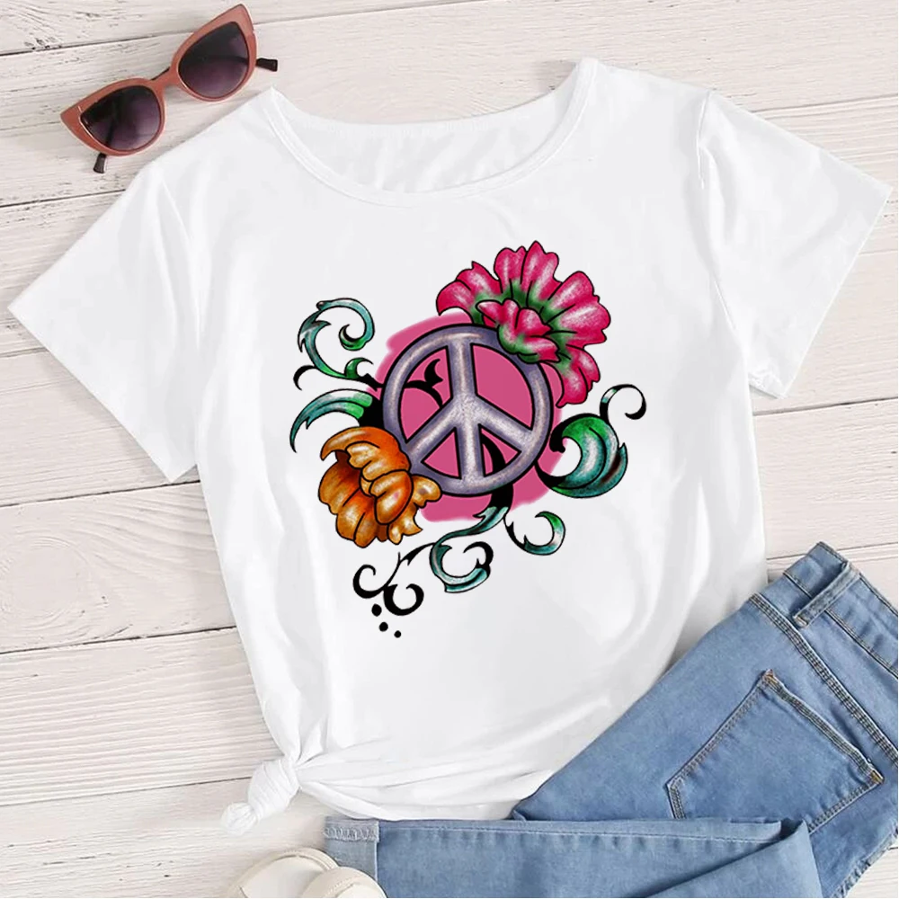 Новинка футболка MUMOU Love Peace Joy женский топ в стиле хоп милая хипстерская свободная