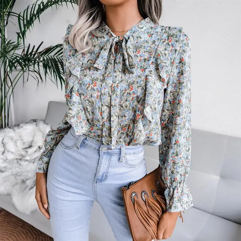 2021 Autumn Floral Print Bandage Long Sleeves Shirt Ruffled Chiffon Blouse Woman Fashion Retro Tops Streetwear for Daily Party
2021 Autumn Floral Print Bandage Long Sleeves Shirt Ruffled Chiffon Blouse Woman Fashion Retro Tops Streetwear for Daily Party